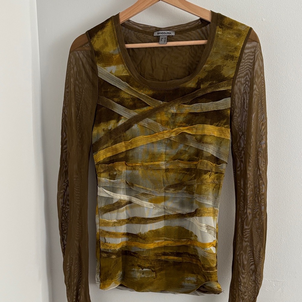 Elegant Green Mesh Sleeve Top